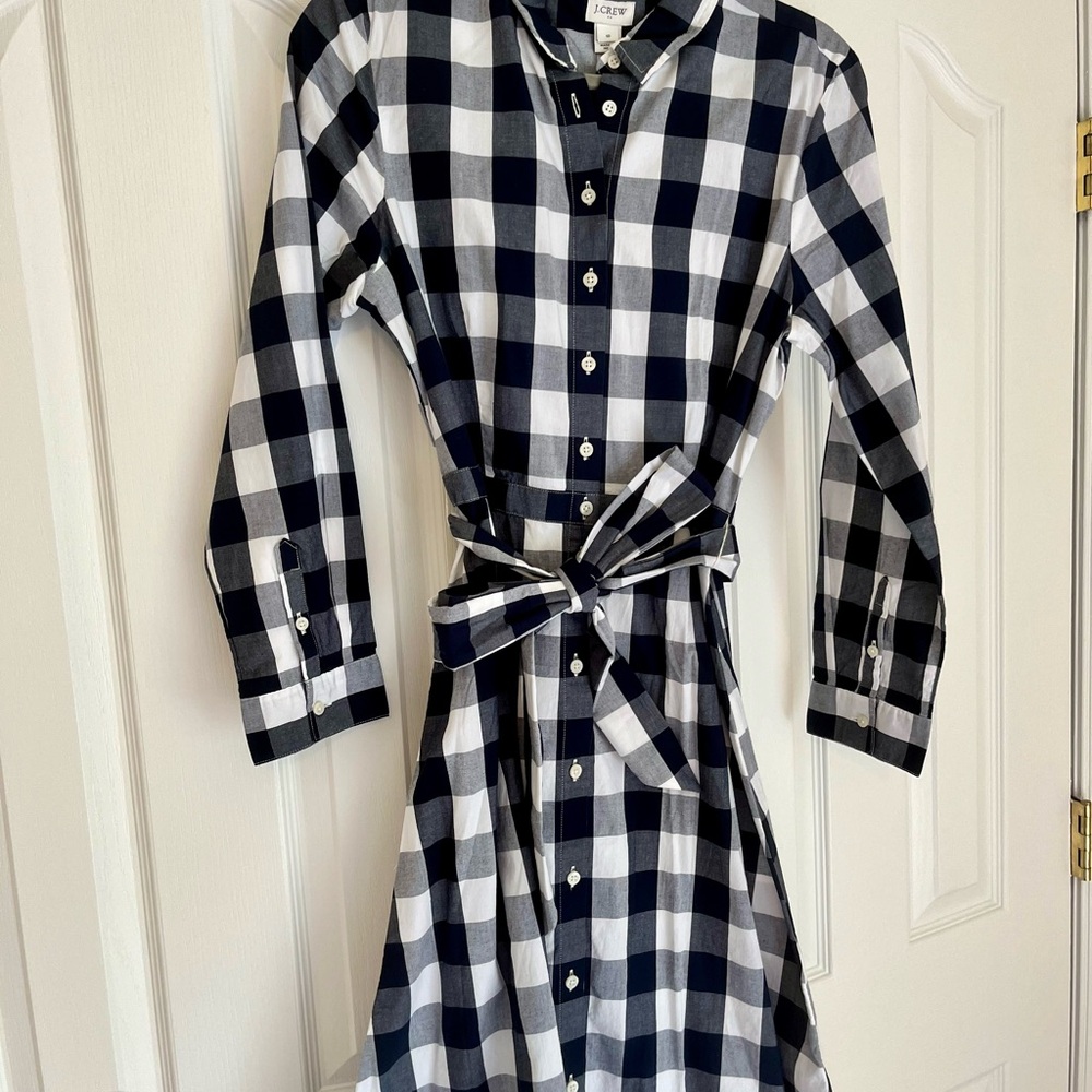 J.Crew Navy and White Plaid Dress